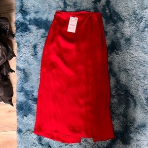 NWT satin red skirt, size S